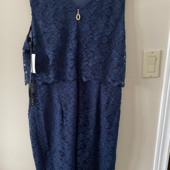 Ivanka Trump Dress -With tags - Navy Blue -lace overlay - size 14 - Picture 2 of 5